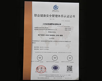 金寶誠(chéng)健康安全管理體系認(rèn)證證書(shū)
